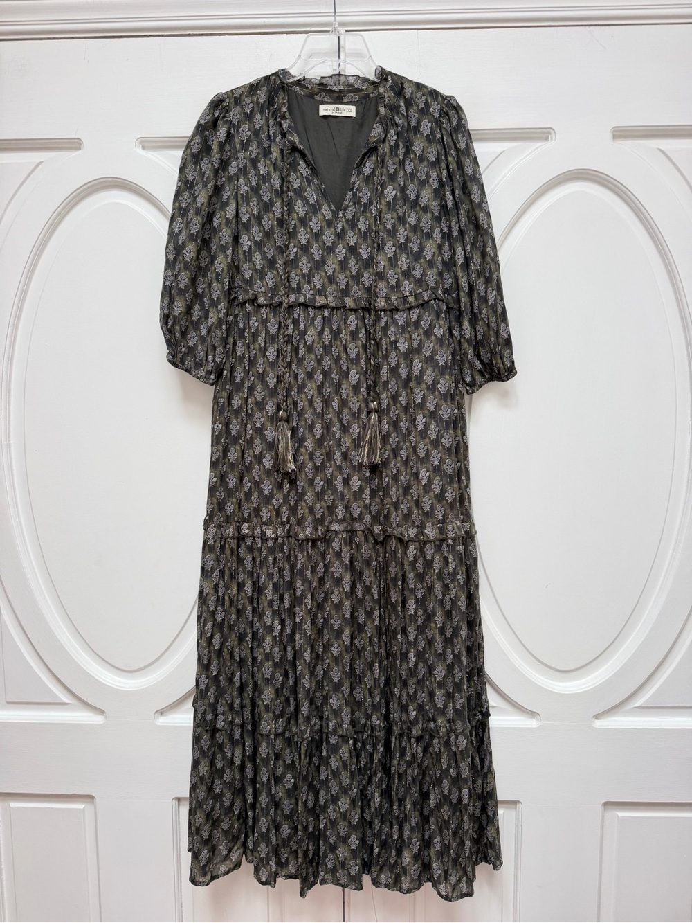 NATURAL LIFE Charcoal Floral Tiered Maxi Dress